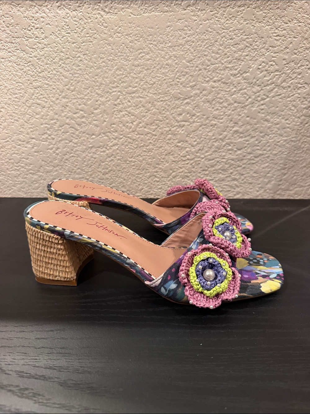 Betsey Johnson Deitrich Bright Multicolor Block Heel Mule Sandals - Picture 9 of 16